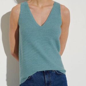 Hayley Matthews Blue V Neckline Sweater Tank Top